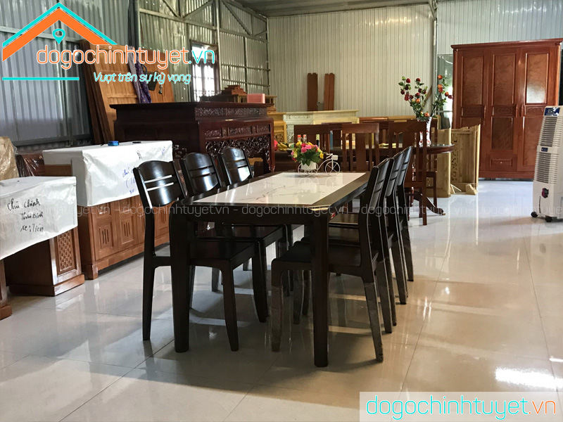 Bàn ghế ăn gỗ Sồi màu Óc Chó Thái Bình